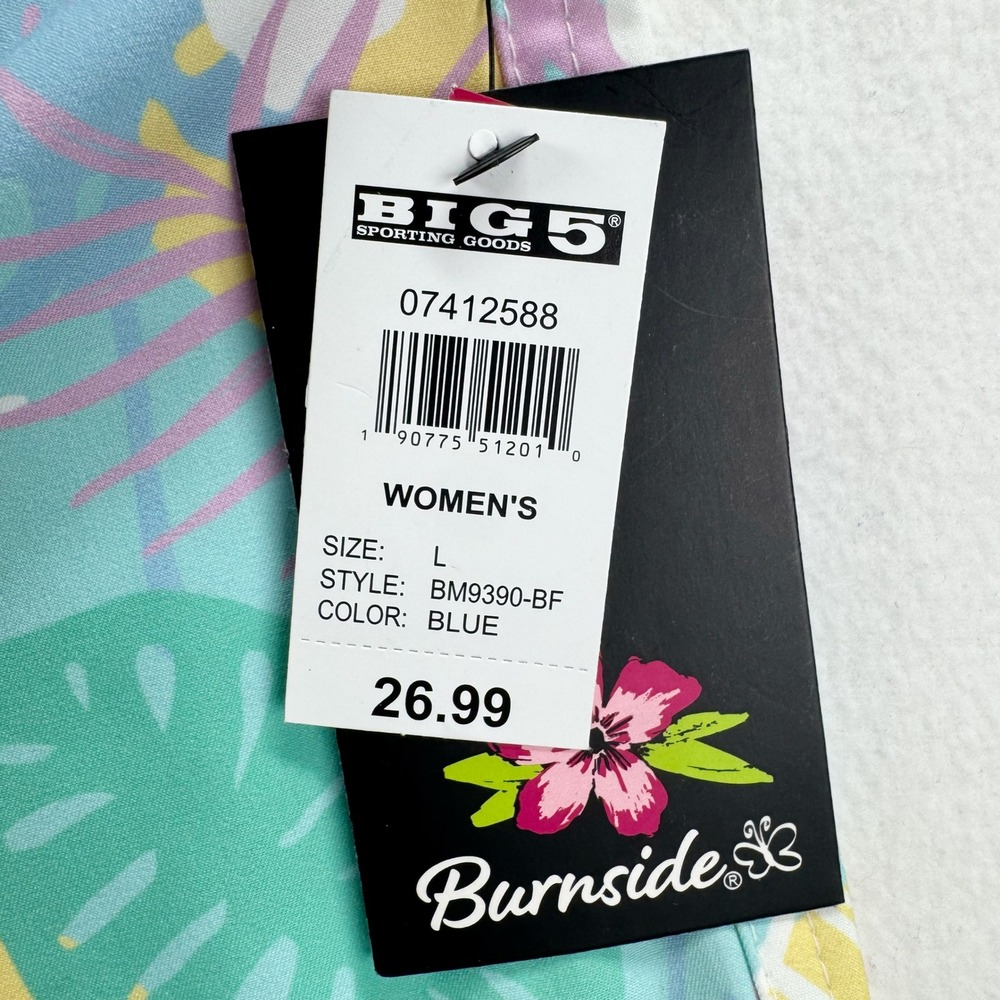 Burnside Womens Tropical Palm Print Board Shorts Blue Swimwear Size Large NWT - Picture 4 of 9